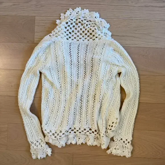 Korean deadstock cream crochet cardigan - Picture 4 of 7